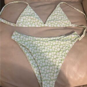 Aurelle Green Floral Bikini Set